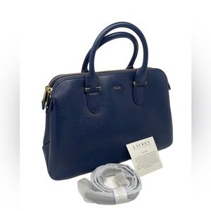 Lauren Ralph Lauren Tate Dome Satchel Navy/ Cocoa like New